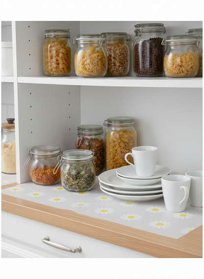 Multipurpose Fridge Mat 3M Roll | Transparent Waterproof EVA Liner – Lemon Tea Cup Print
