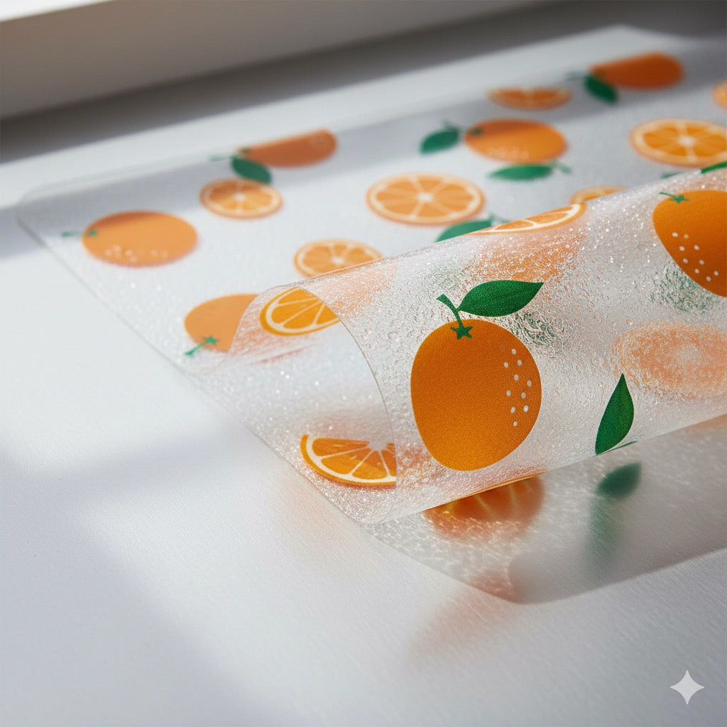 Multipurpose Fridge Mat 3M Roll | Transparent Waterproof EVA Liner – Lemon Tea Cup Print