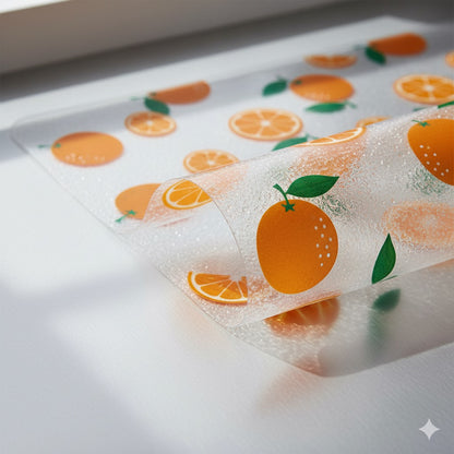 Multipurpose Fridge Mat 3M Roll | Transparent Waterproof EVA Liner – Lemon Tea Cup Print