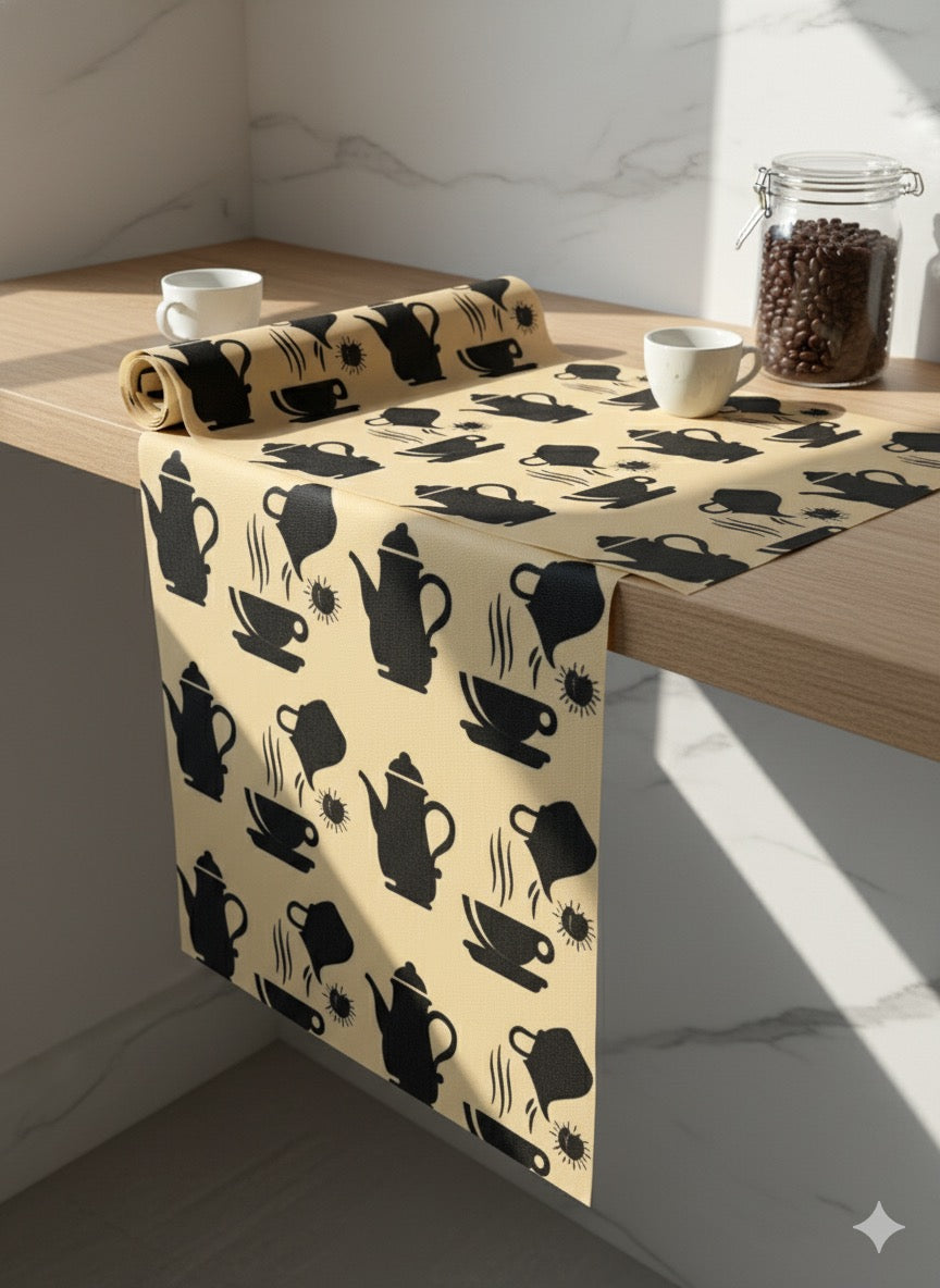 Multipurpose Fridge Mat 3M Roll | Transparent Waterproof EVA Liner – Lemon Tea Cup Print