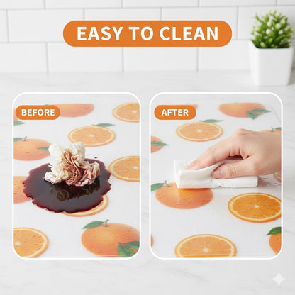 Multipurpose Fridge Mat 3M Roll | Transparent Waterproof EVA Liner – Lemon Tea Cup Print